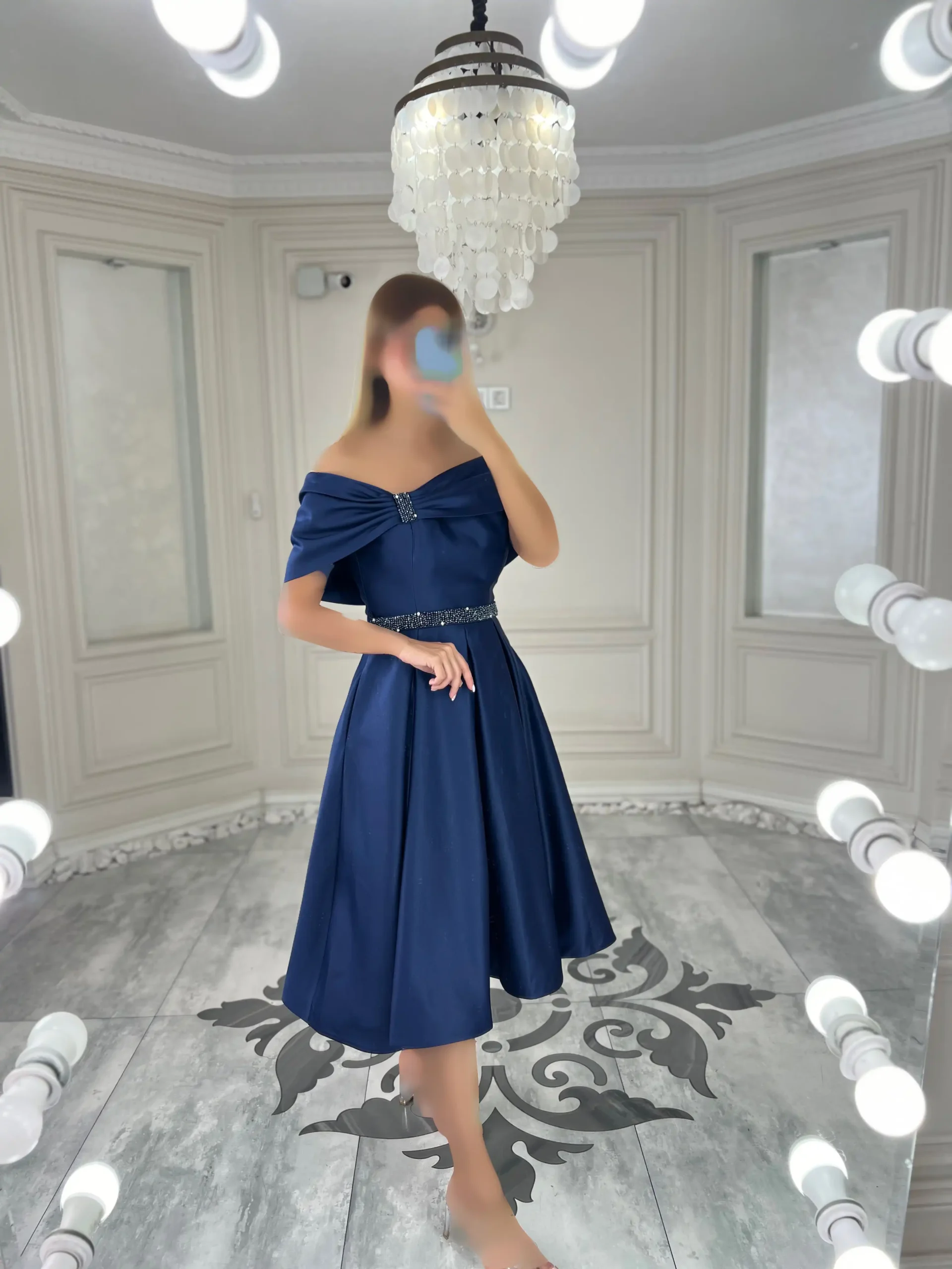 پیراهن میدی ساتن یقه پاپیونی کد 0040248