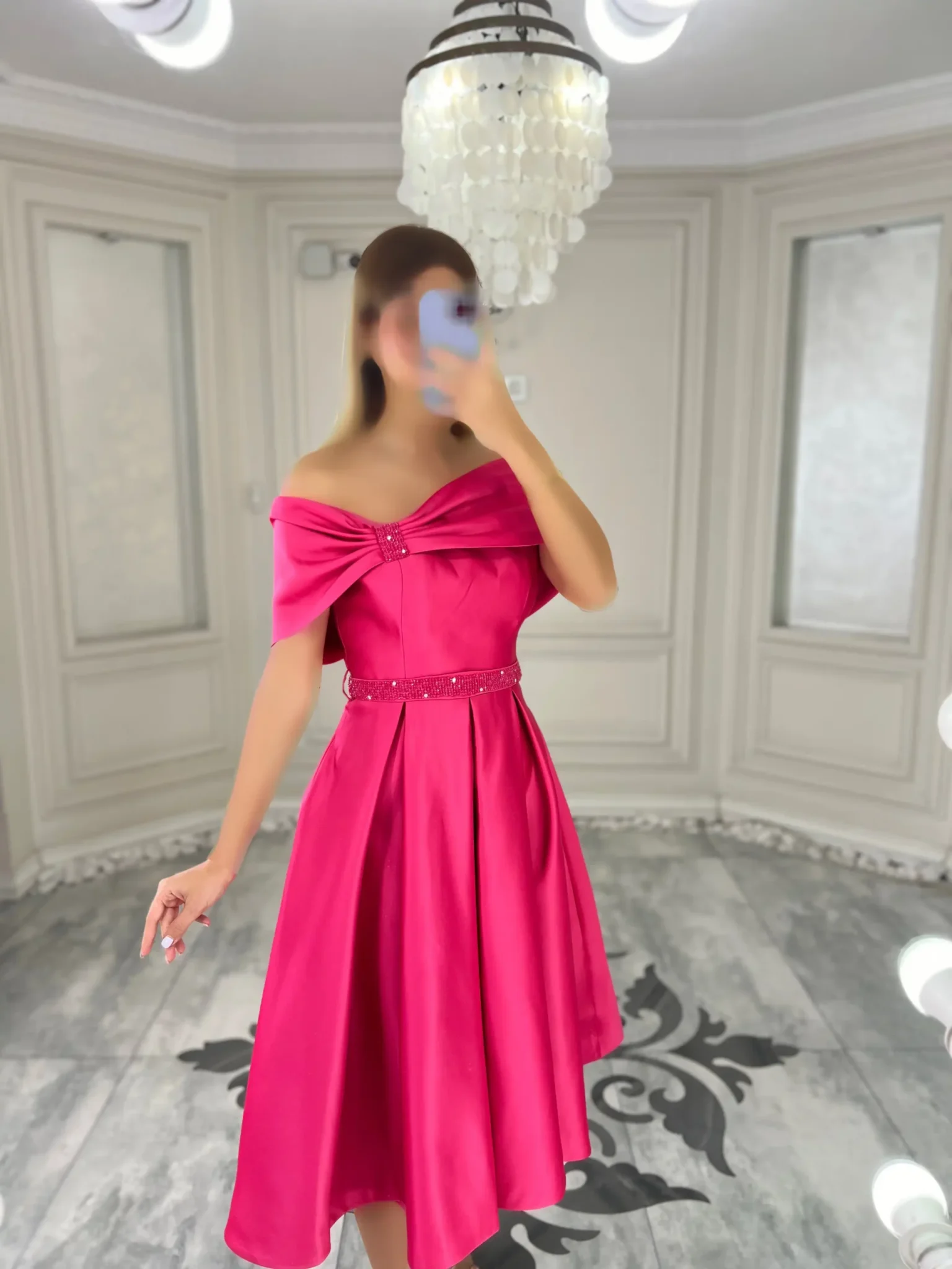 پیراهن میدی ساتن یقه پاپیونی کد 0040248 - Image 2