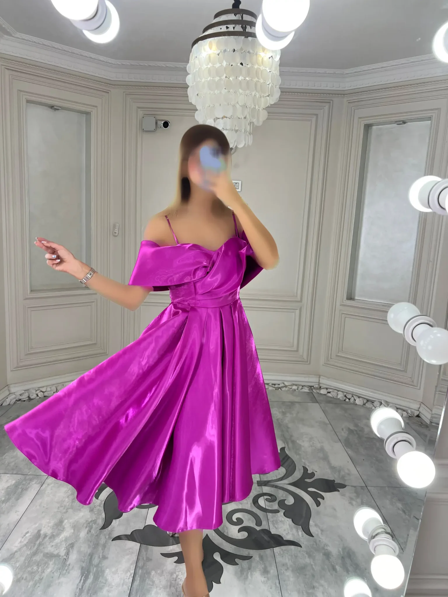 پیراهن میدی براق Off Shoulder کد 4022017 - Image 9
