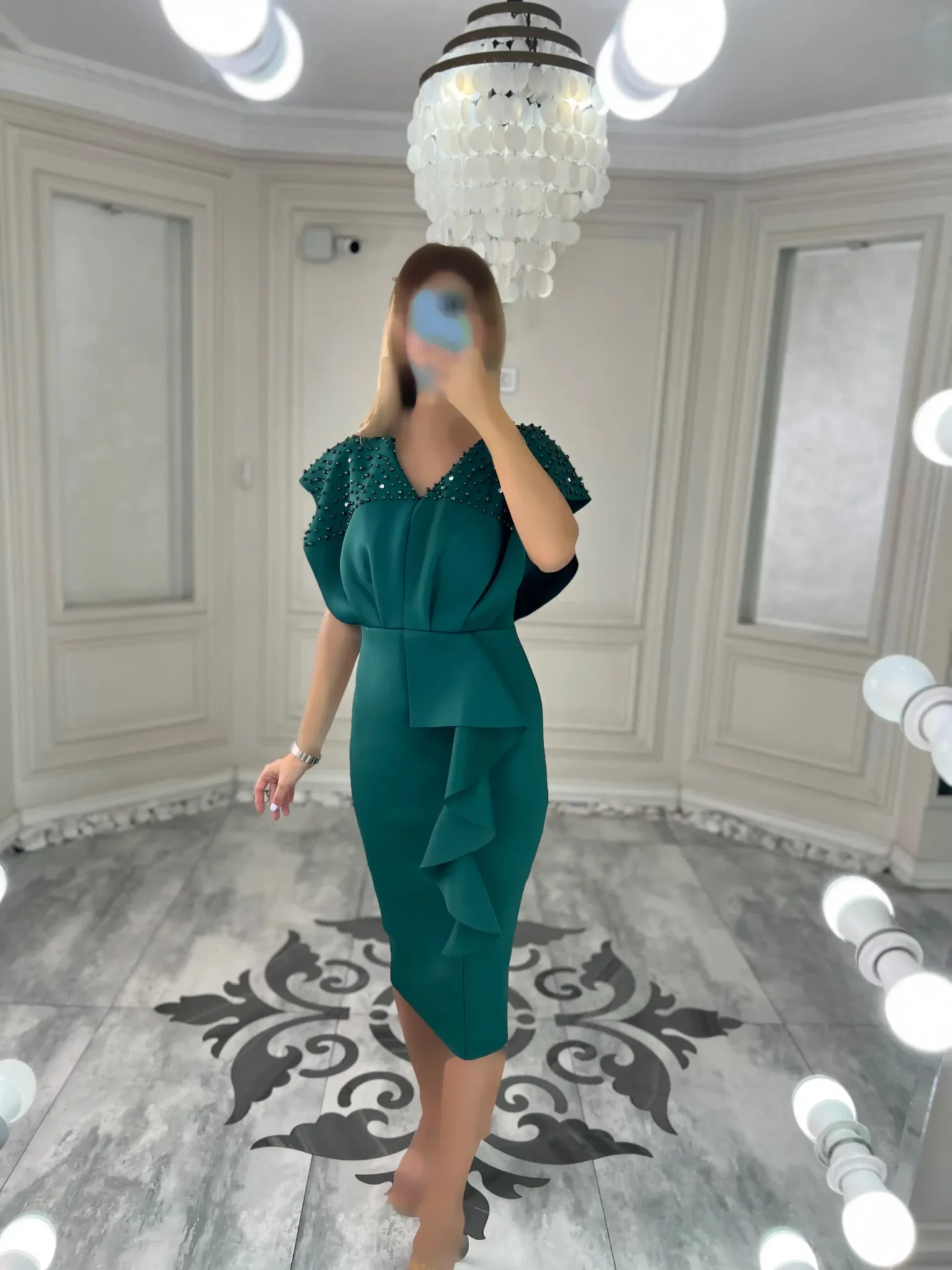 پیراهن میدی غواصی یقه مراریدی کد 00403211 - Image 1