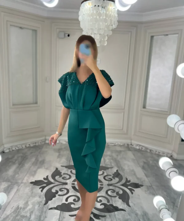 پیراهن میدی غواصی یقه مراریدی کد 00403211