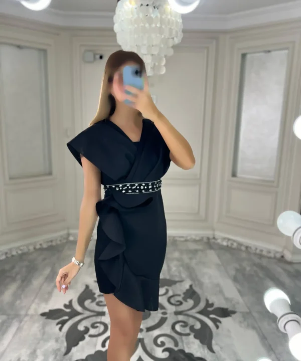 پیراهن کوتاه غواصی کمر نگین کد 00403214