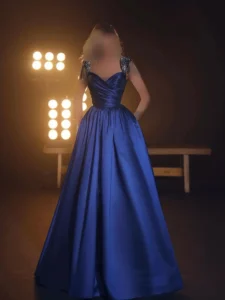 پیراهن ساتن سرشانه منجوق کد 2730 - Image 4
