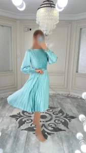 پیراهن میدی پلیسه ساتن کد J05/11 پارچه درجه 1 - Image 2