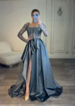 پیراهن ماکسی پولکی پاپیون دار کد W28/1 - Image 3