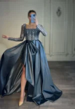 پیراهن ماکسی پولکی پاپیون دار کد W28/1 - Image 2