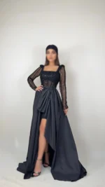 پیراهن ماکسی پولکی پاپیون دار کد W28/1