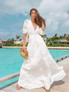 پیراهن ساحلی منگوله دار کد 4011021