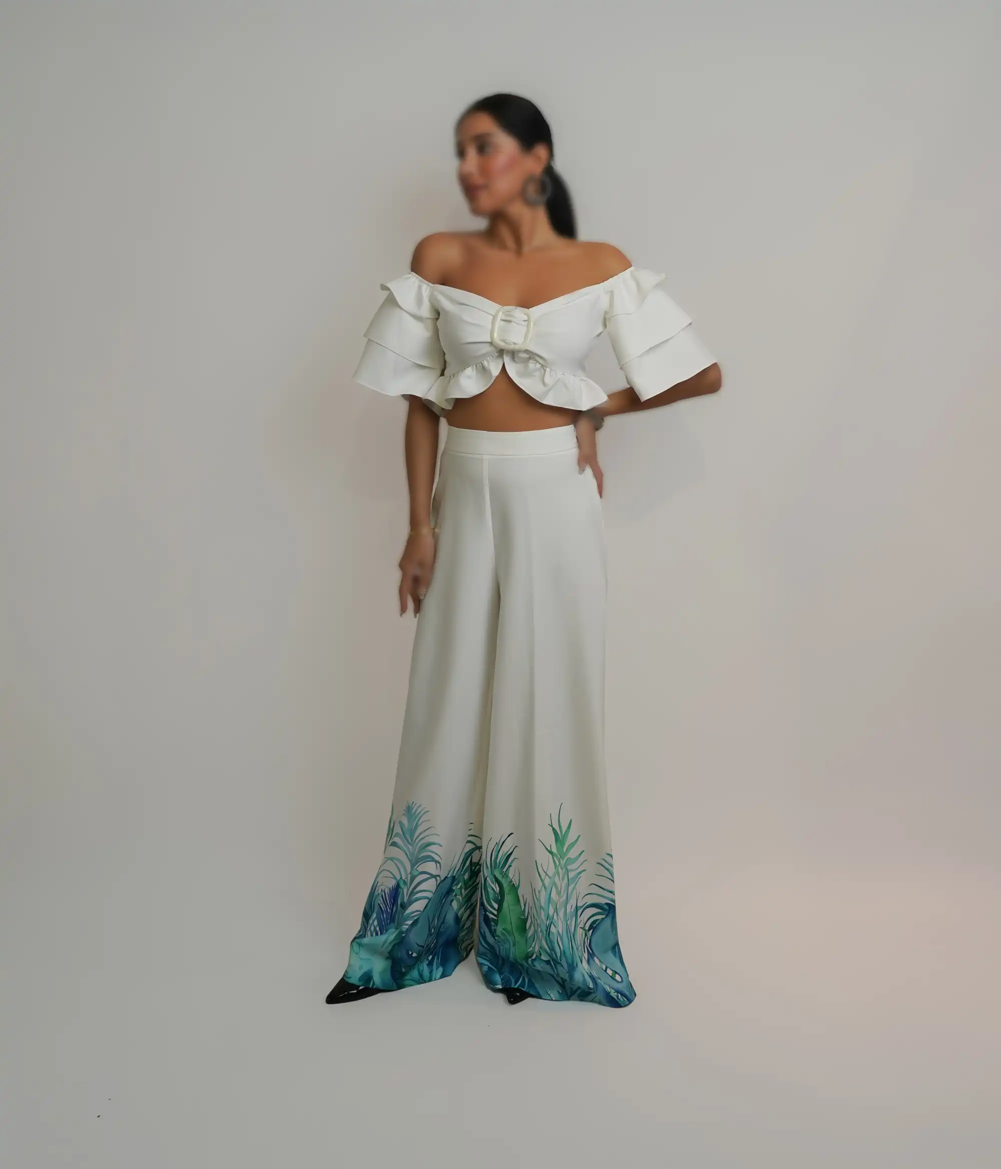 DSC00335 کراپ و شلوار پایین چاپی کد 4035005 - Image 1