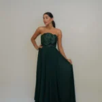 ماکسی دکلته حریر جلو گل کد 3275