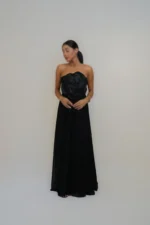 ماکسی دکلته حریر جلو گل کد 3275 - Image 2