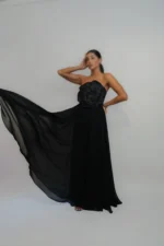 ماکسی دکلته حریر جلو گل کد 3275 - Image 5