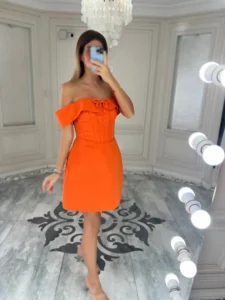 پیراهن کوتاه پاپیون وسط کد Z35