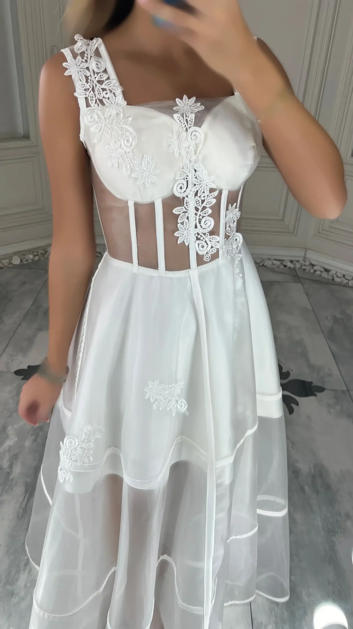 پیراهن ماکسی تور ساده کد 3133 - Image 3