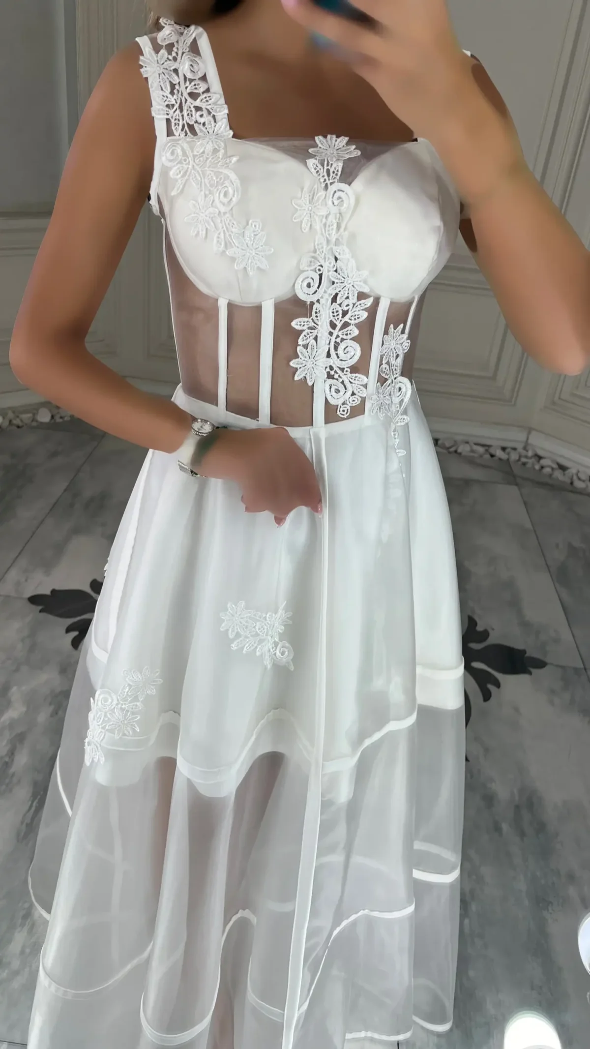پیراهن ماکسی تور ساده کد 3133 - Image 6