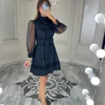 پیراهن کوتاه آستین حریر کد 2972