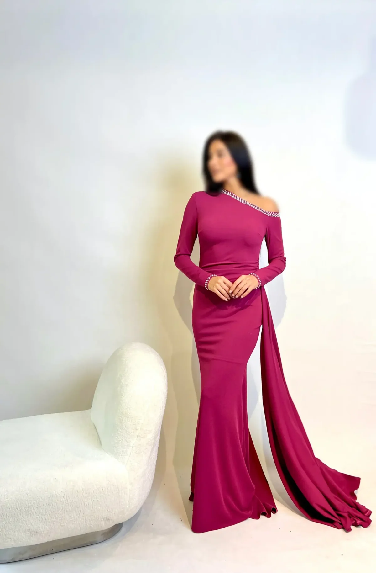 ماکسی یقه یه طرفه نگینی کد 4031011 - Image 3