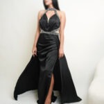 ماکسی ساتن دو دامنه بالا کار شده کد 2961