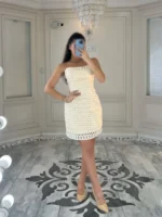 پیراهن کوتاه دانتل گل کد 4032023 - Image 2