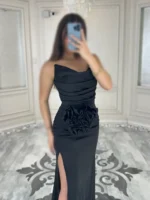 ماکسی دکلته ساتن بغل گل کد 2679 - Image 2