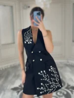 پیراهن دکمه ای پایین مرواریدی کد T31/5 - Image 3