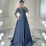 پیراهن ماکسی بالا پولکی پایین ساتن کد Z38