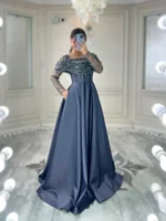 پیراهن ماکسی بالا پولکی پایین ساتن کد Z38