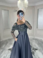 پیراهن ماکسی بالا پولکی پایین ساتن کد Z38 - Image 5