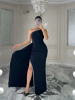 ماکسی یقه رومی کار شده کد 3151