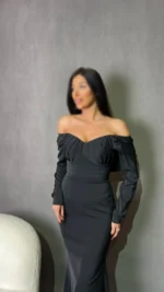ماکسی دکلته آستین دار کد AA44 - Image 6