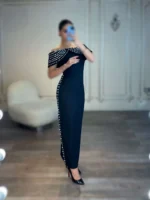 پیراهن میدی یقه مرواریدی کد 3016 - Image 3