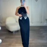 پیراهن میدی کمر مرواریدی کد 2856