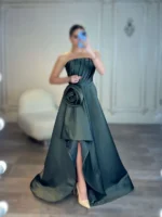 ماکسی دکلته ساتن بغل گل کد AA34 - Image 2