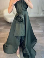 ماکسی دکلته ساتن بغل گل کد AA34 - Image 3