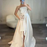 ماکسی دکلته ساتن بغل گل کد AA34