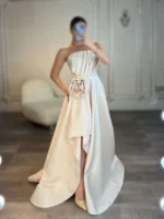 ماکسی دکلته ساتن بغل گل کد AA34