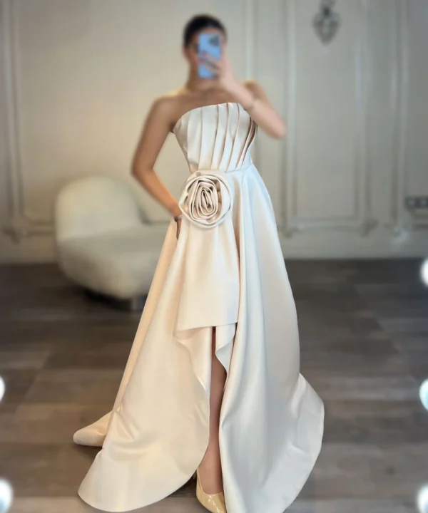 ماکسی دکلته ساتن بغل گل کد AA34