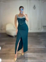 پیراهن میدی نگین دار کد 2476