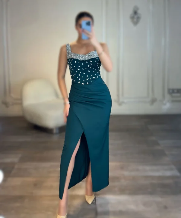 پیراهن میدی نگین دار کد 2476