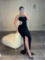 ماکسی مخمل بغل باز نگین کد 11092 - Image 2