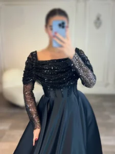 پیراهن ماکسی بالا پولکی پایین ساتن کد Z38 - Image 7