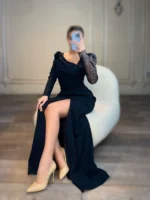 ماکسی یک آستین پولکی کد Y50 - Image 3