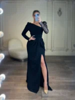 ماکسی یک آستین پولکی کد Y50