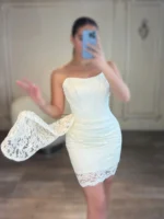 پیراهن کوتاه دانتل شالدار کد 2629 - Image 6