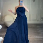 ماکسی دکلته پلیسه سینه گل کد AA73