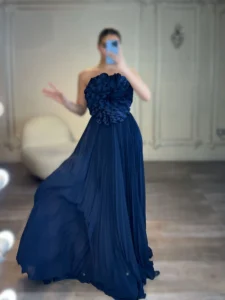 ماکسی دکلته پلیسه سینه گل کد AA73