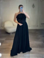 ماکسی دکلته پلیسه سینه گل کد AA73 - Image 2