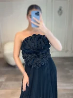 ماکسی دکلته پلیسه سینه گل کد AA73 - Image 4