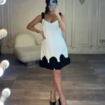 پیراهن کوتاه دو رنگ کد 3296