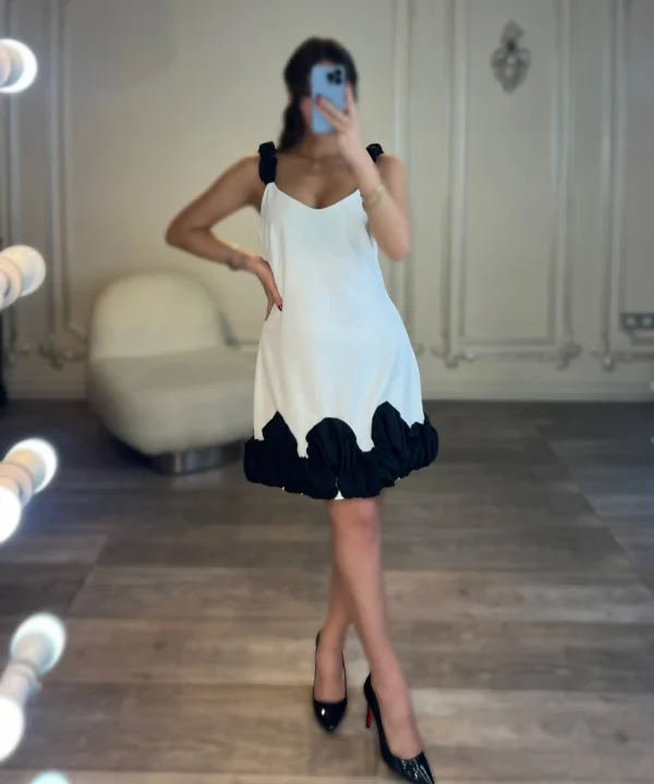 پیراهن کوتاه دو رنگ کد 3296